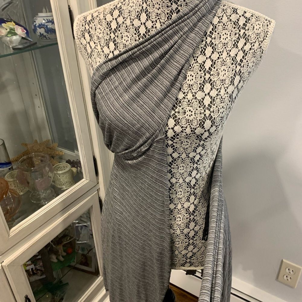 Angelrox Gray Stripe Wrap Skirt / Dress - Picture 2 of 14